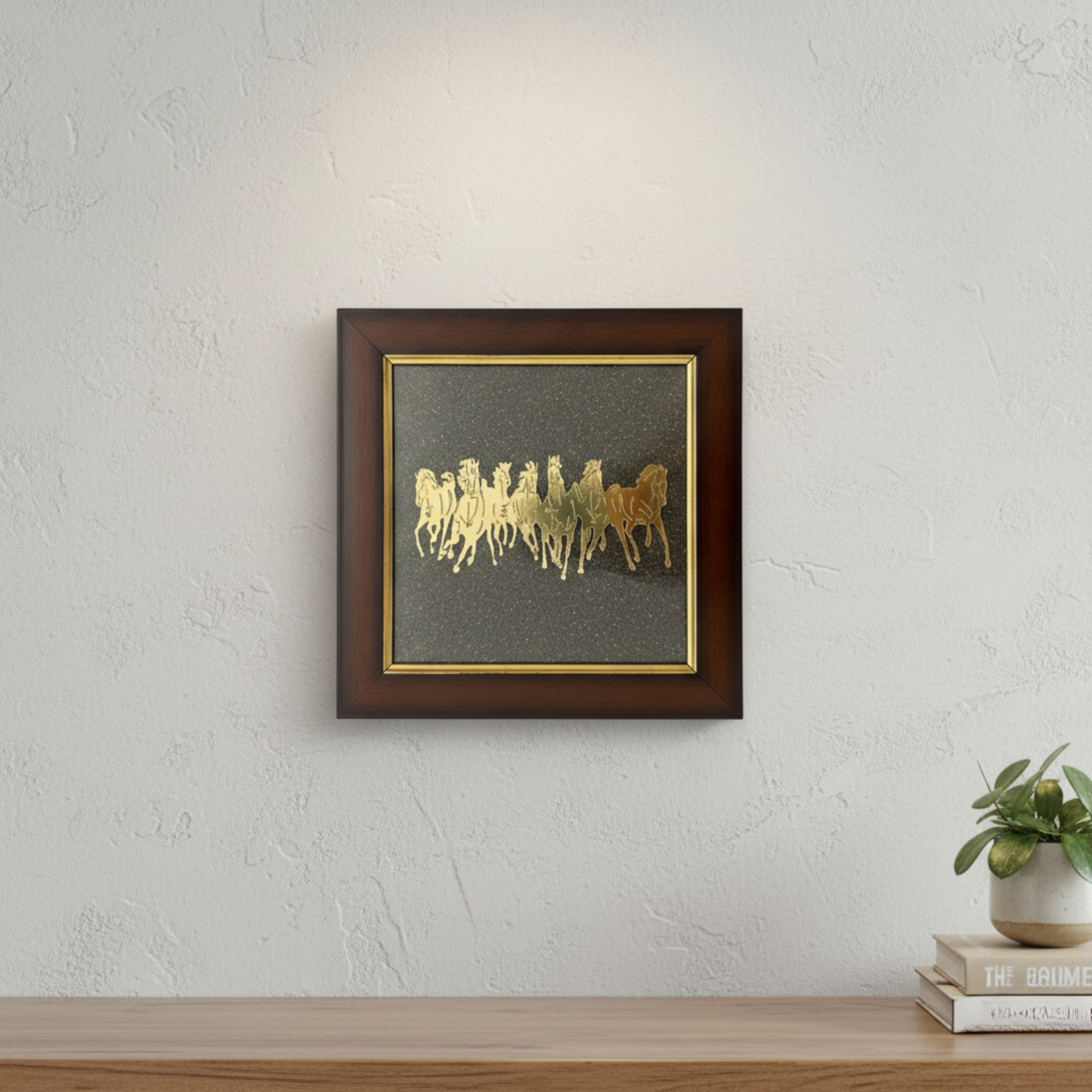 7 Horses on Raw Pyrite Frame