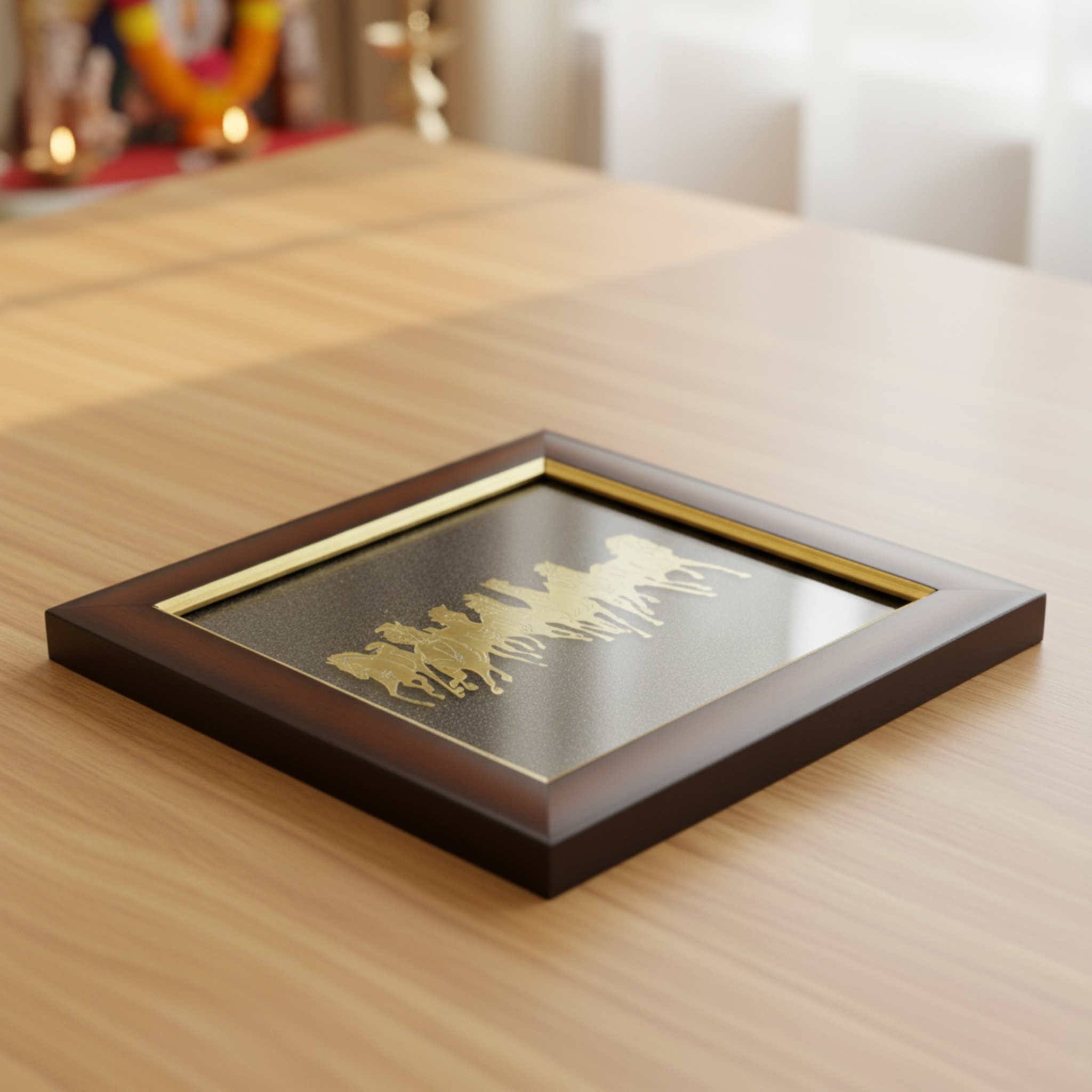 7 Horses on Raw Pyrite Frame