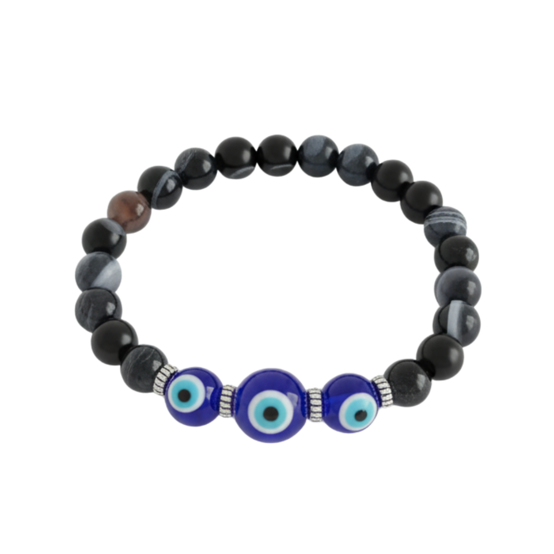 Evil Eye Bracelet with Black Obsidian